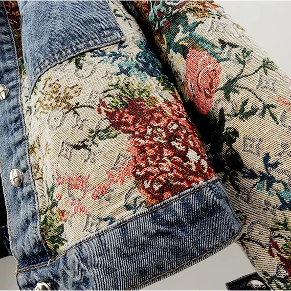 Trendy Flower Denim Jacket for Women - Amaline