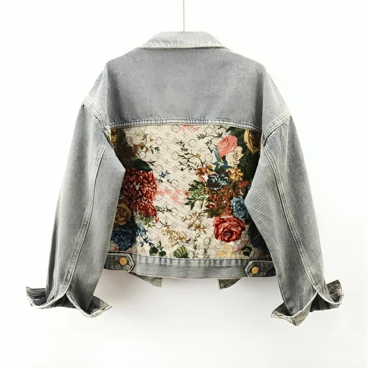 Trendy Flower Denim Jacket for Women - Amaline