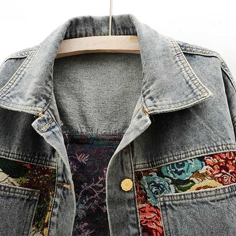 Trendy Flower Denim Jacket for Women - Amaline