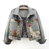 Trendy Flower Denim Jacket for Women - Amaline