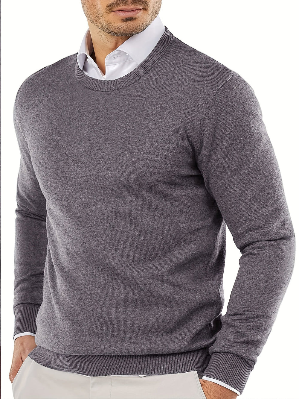 Trendy Knitted Sweater with Round Neck - Dante