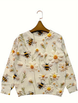Trendy Ladies Sweater with Bee Pattern - Sophie