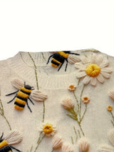 Trendy Ladies Sweater with Bee Pattern - Sophie
