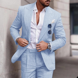 Trendy Linen 2-Piece Beach Suit for Men - Caden
