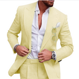 Trendy Linen 2-Piece Beach Suit for Men - Caden