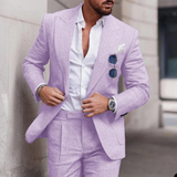 Trendy Linen 2-Piece Beach Suit for Men - Caden