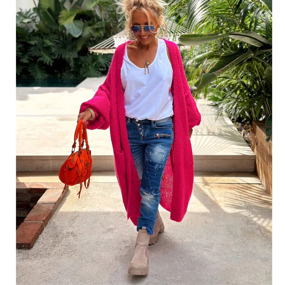 Trendy Long Knitted Cardigan - Sofia