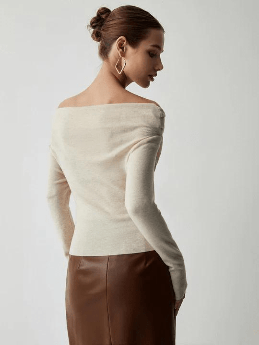 Trendy Off-Shoulder Sweater - Maria