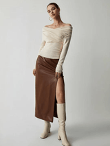 Trendy Off-Shoulder Sweater - Maria