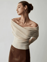 Trendy Off-Shoulder Sweater - Maria