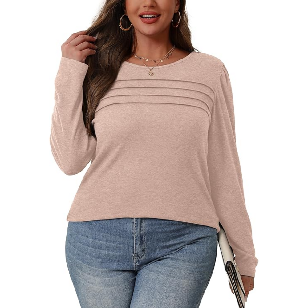 Sarah Trendy Pleated Long Sleeve Tunic Top for Women - Stylish & Comfortable Fashion Blouse