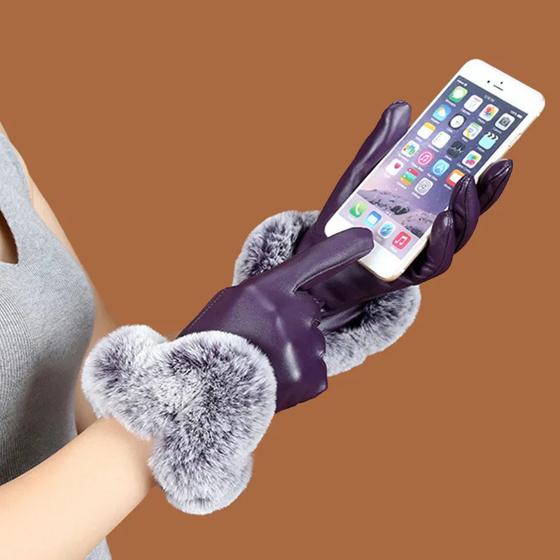 SilkGlide Trendy PU Leather Gloves for Women - Stylish & Comfortable Fashion Accessory