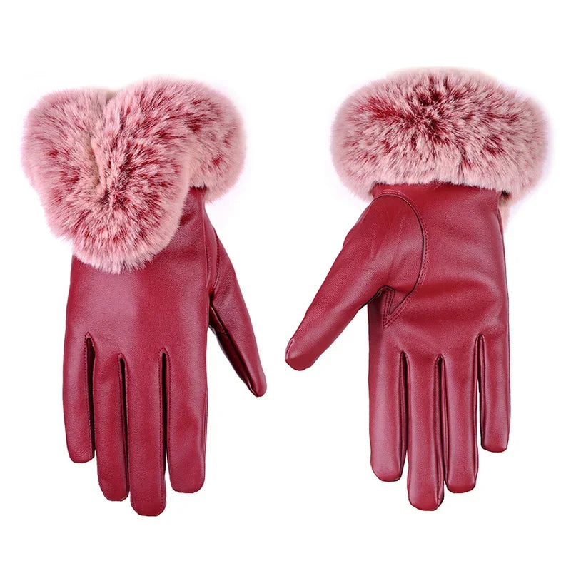 SilkGlide Trendy PU Leather Gloves for Women - Stylish & Comfortable Fashion Accessory
