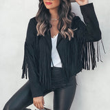 Trendy Suede Ladies Jacket with Fringes - Isabella