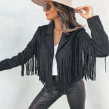 Trendy Suede Ladies Jacket with Fringes - Isabella