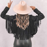 Trendy Suede Ladies Jacket with Fringes - Isabella