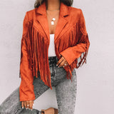 Trendy Suede Ladies Jacket with Fringes - Isabella