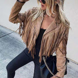 Trendy Suede Ladies Jacket with Fringes - Isabella
