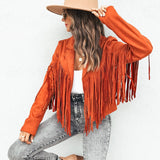 Trendy Suede Ladies Jacket with Fringes - Isabella
