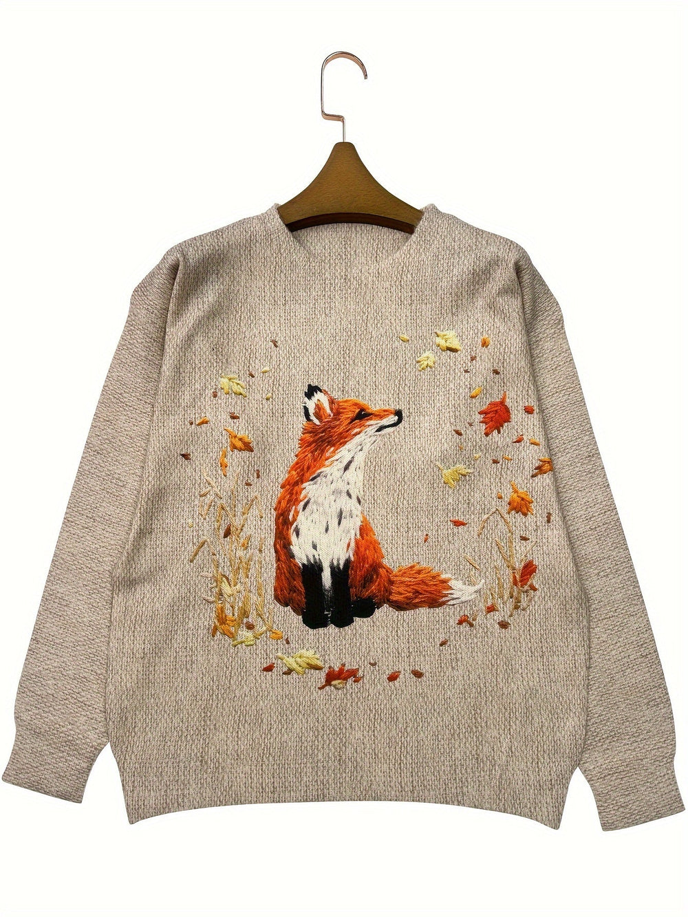 Trendy Sweater with Fox Print - Elisanne