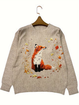 Trendy Sweater with Fox Print - Elisanne