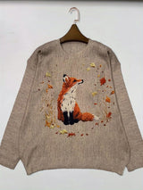 Trendy Sweater with Fox Print - Elisanne