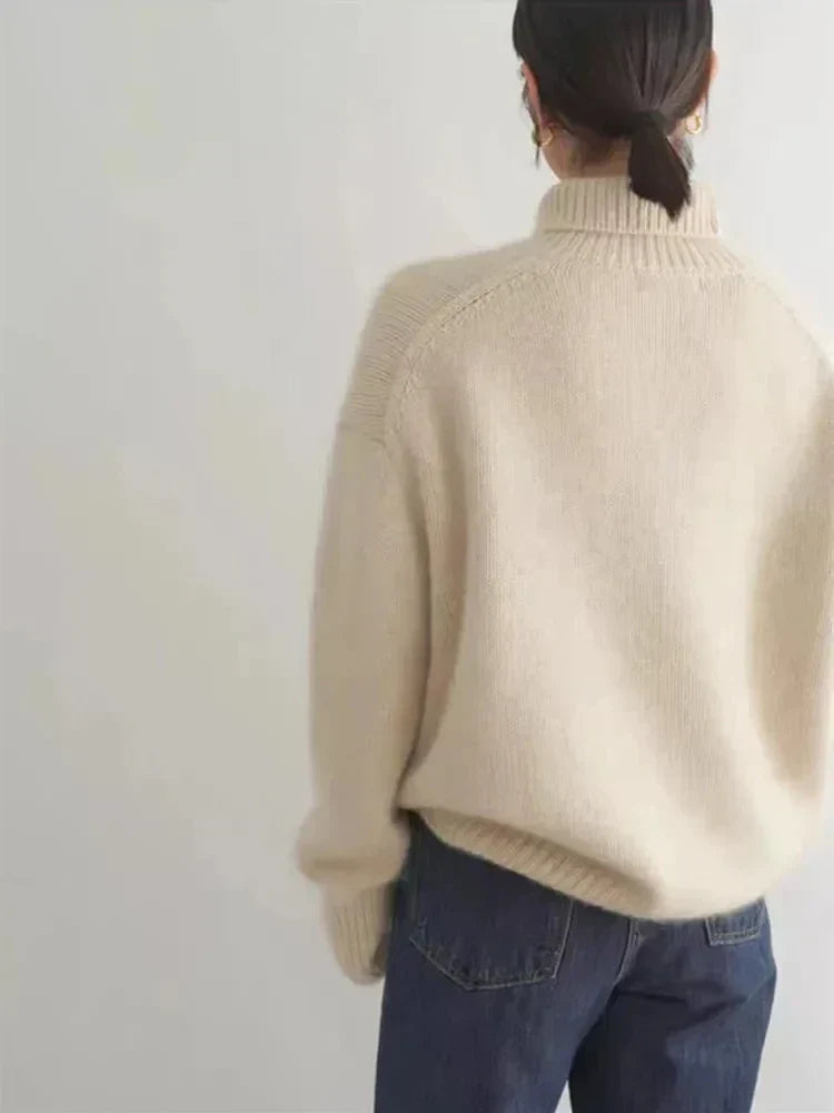 Women's Cozy Ribbed Knit Turtleneck Sweater - Soft & Stylish Pullover for Fall & Winter Fashion