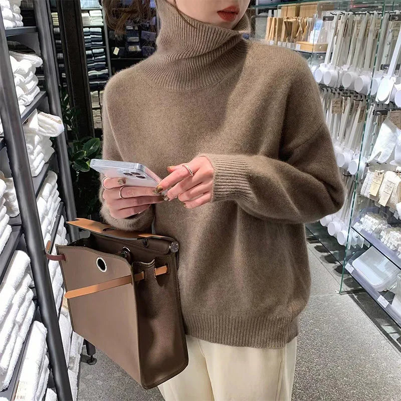 Women's Cozy Ribbed Knit Turtleneck Sweater - Soft & Stylish Pullover for Fall & Winter Fashion