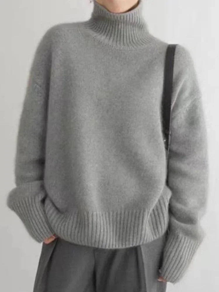 Women's Cozy Ribbed Knit Turtleneck Sweater - Soft & Stylish Pullover for Fall & Winter Fashion