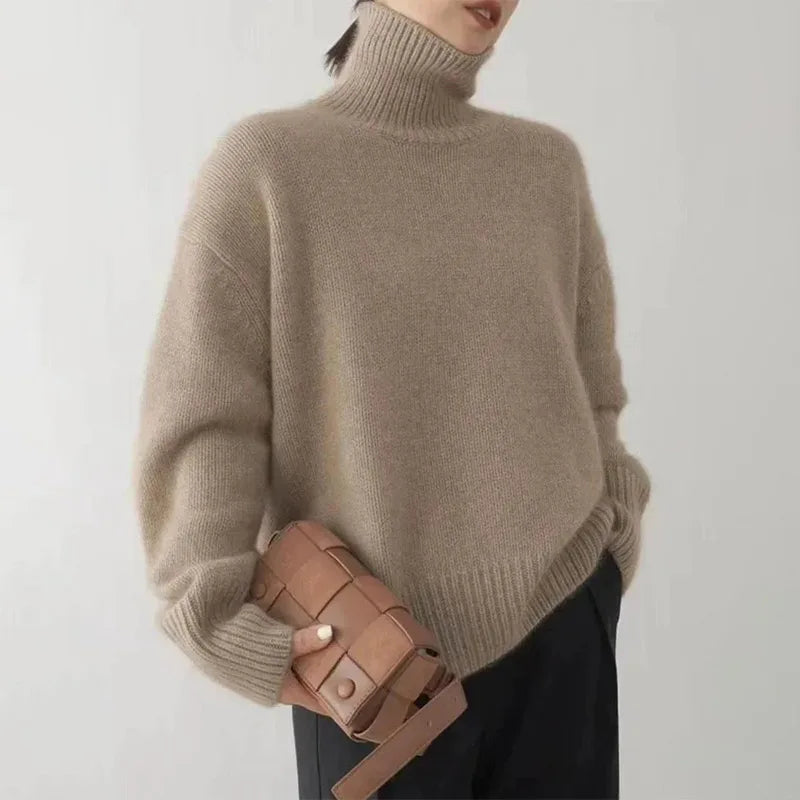 Women's Cozy Ribbed Knit Turtleneck Sweater - Soft & Stylish Pullover for Fall & Winter Fashion