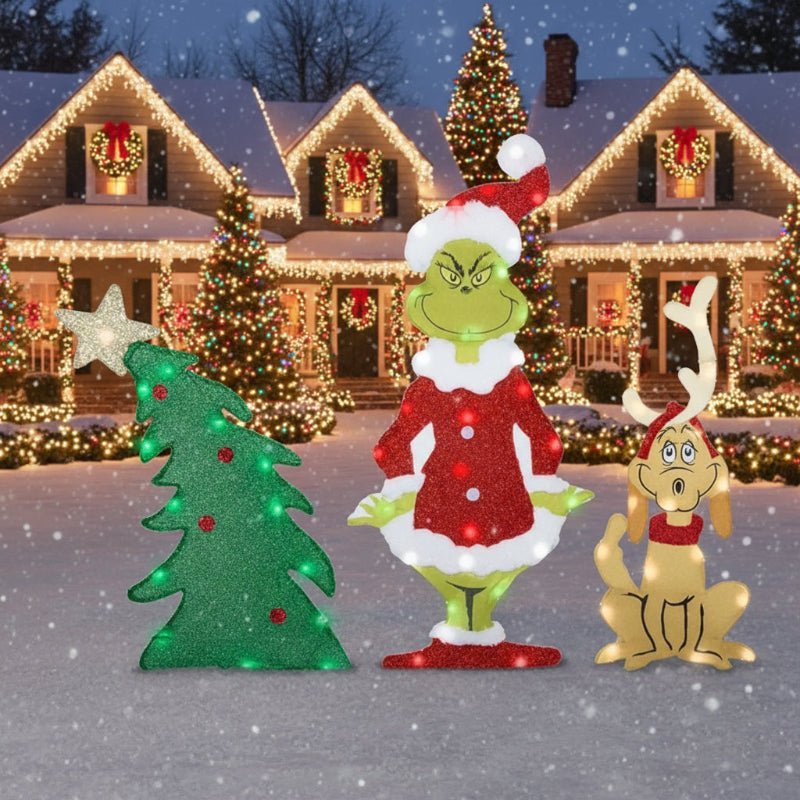 TWINKLON Grinch Outdoor LED Christmas Yard Decor – Festive Holiday Lighting for Lawn & Garden