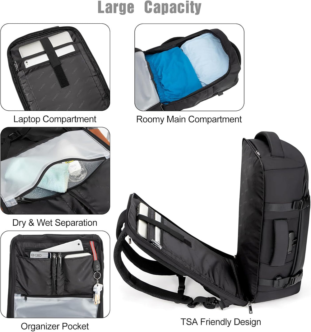 40L AeroPack Water-Resistant Travel Laptop Backpack with USB Charging Port & Anti-Theft Lock – Perfect for Commuting & Outdoor Adventures