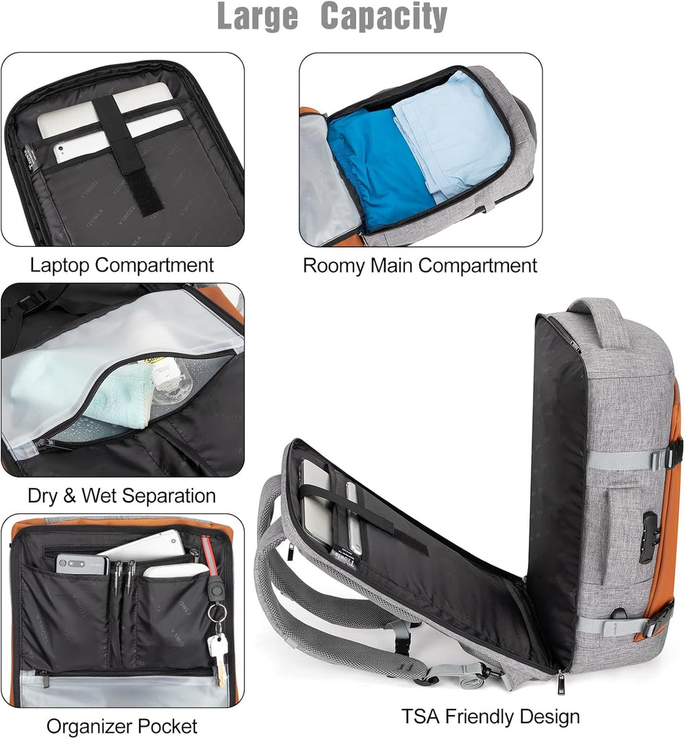 40L AeroPack Water-Resistant Travel Laptop Backpack with USB Charging Port & Anti-Theft Lock – Perfect for Commuting & Outdoor Adventures