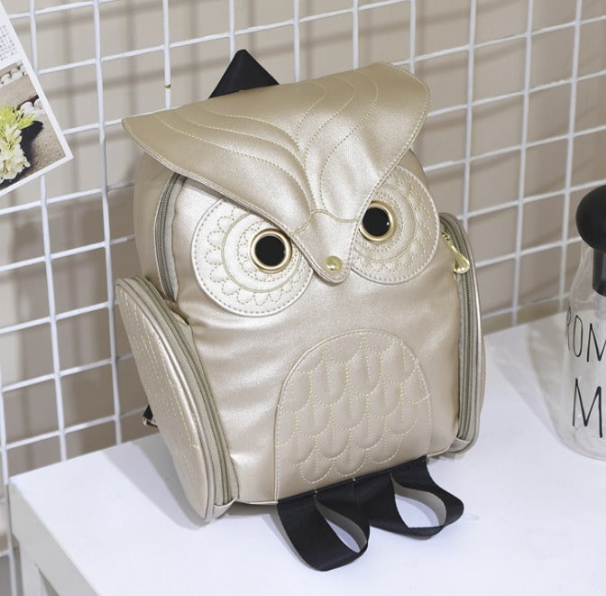 Stylish PU Leather Owl Print Backpack for Women - Multi-Pocket, Durable & Trendy Design