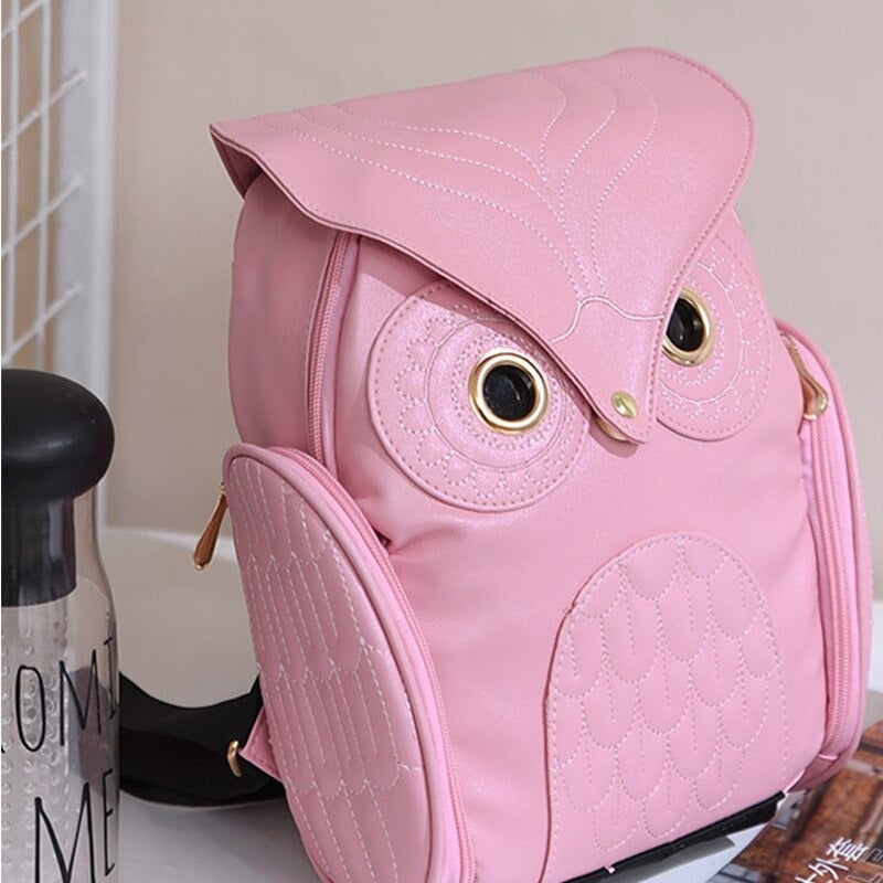 Stylish PU Leather Owl Print Backpack for Women - Multi-Pocket, Durable & Trendy Design
