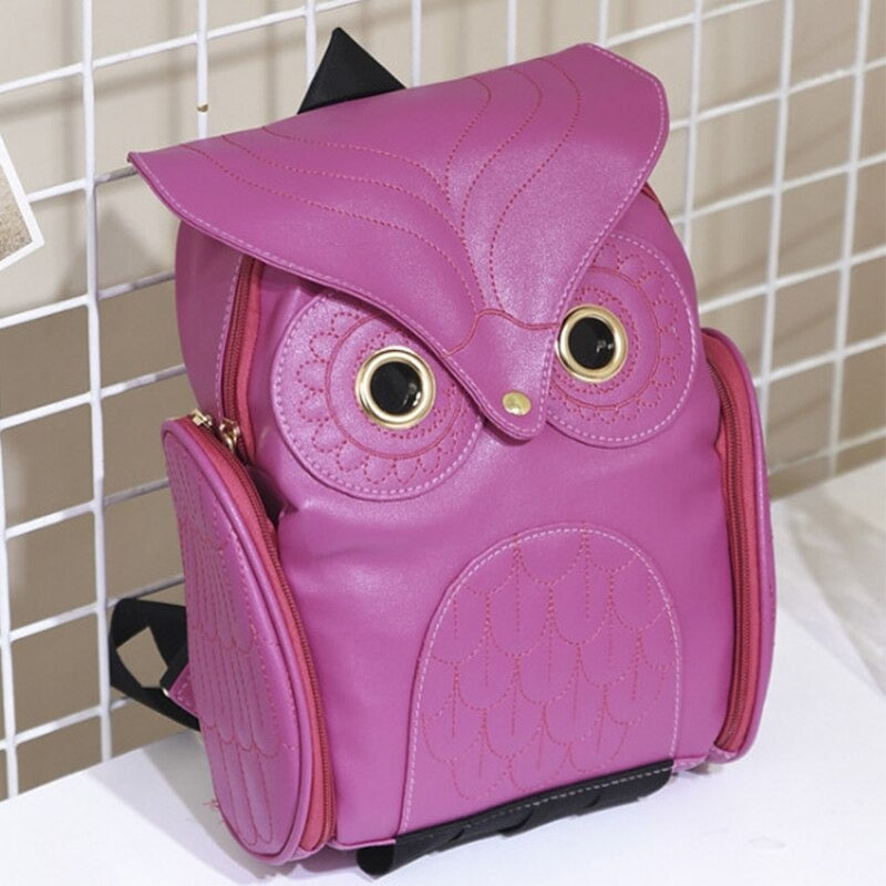 Stylish PU Leather Owl Print Backpack for Women - Multi-Pocket, Durable & Trendy Design