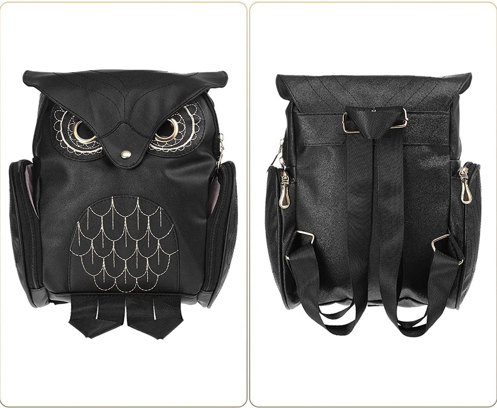 Stylish PU Leather Owl Print Backpack for Women - Multi-Pocket, Durable & Trendy Design