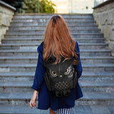 Stylish PU Leather Owl Print Backpack for Women - Multi-Pocket, Durable & Trendy Design