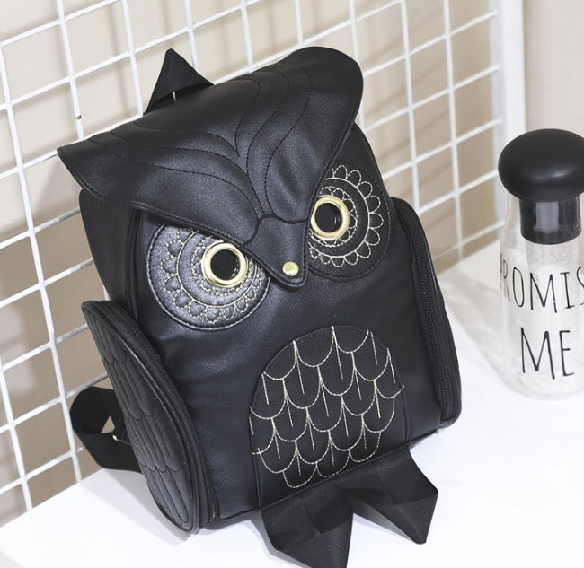 Stylish PU Leather Owl Print Backpack for Women - Multi-Pocket, Durable & Trendy Design