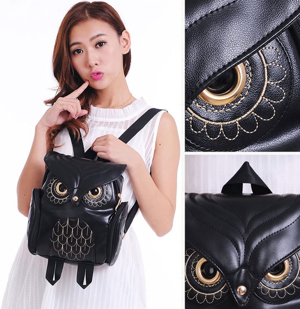 Stylish PU Leather Owl Print Backpack for Women - Multi-Pocket, Durable & Trendy Design