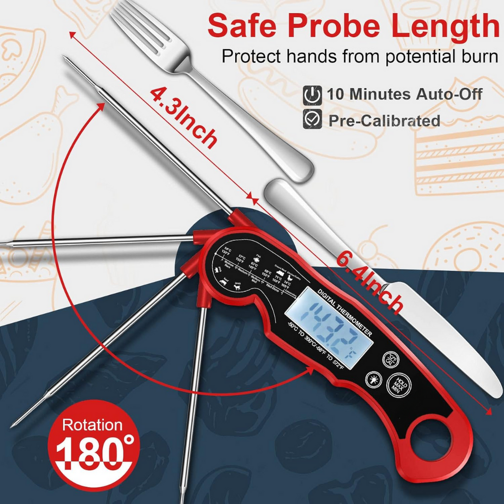 Ultra-Fast Digital Meat Thermometer - GrillGauge | Instant Read Cooking Thermometer for Perfect Grilling & Baking