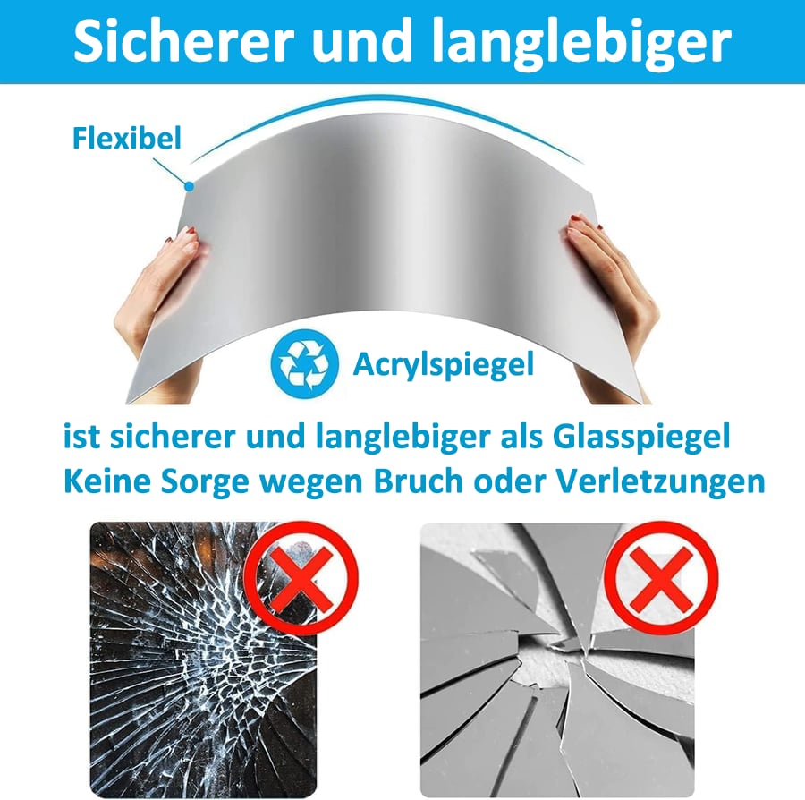 Ultra-Flexible Shatterproof Mirror - Safe, Durable, and Versatile for Home & Office Use