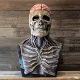 Halloween Skeleton Costume with Latex Mask and Spine-Print Bodysuit