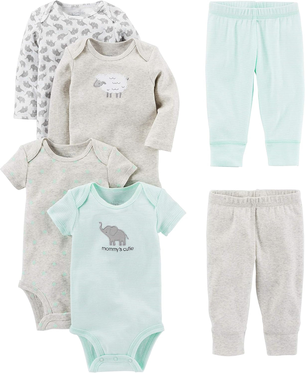 Unisex Baby 6-Piece Clothing Set - Soft Cotton Outfit Bundle for Newborns and Infants - Perfect Gift for Baby Showers