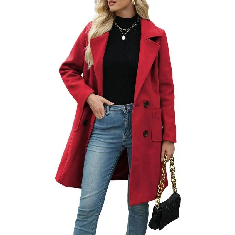 Women's double-breasted coat, view 1