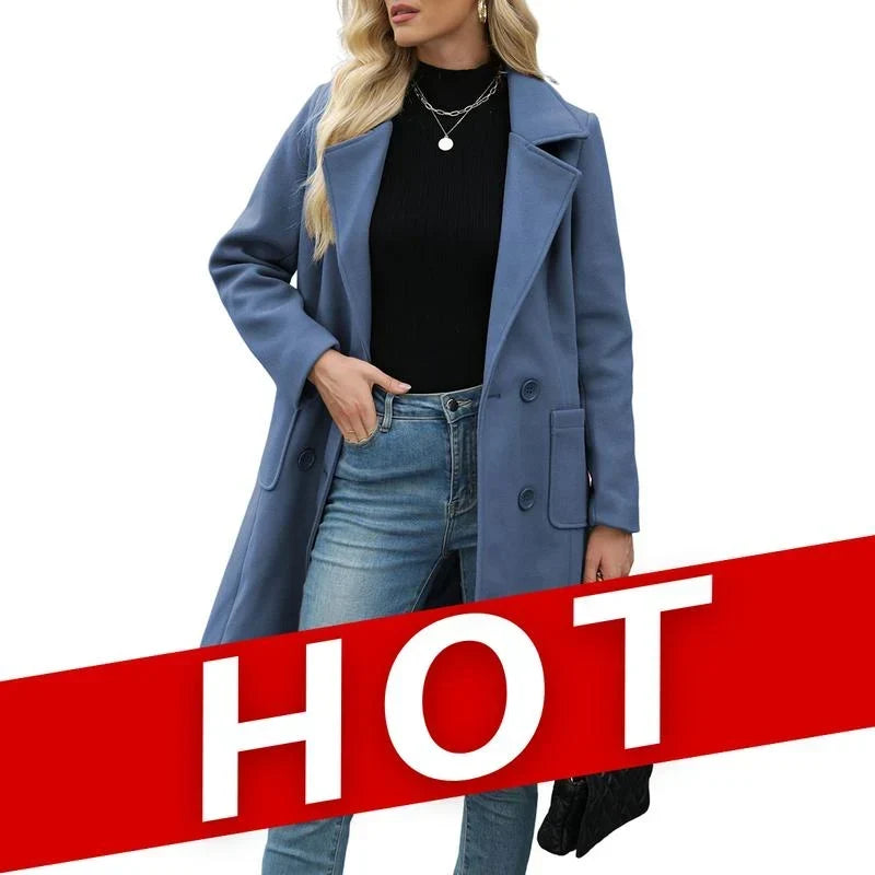 Women's double-breasted coat, view 2