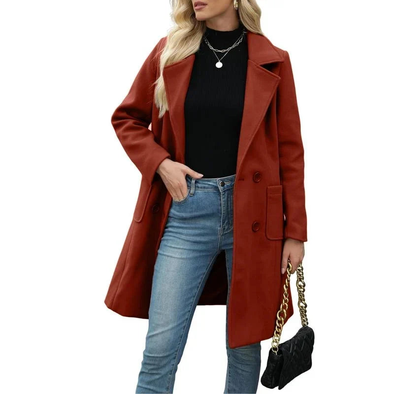 Women's double-breasted coat, view 3