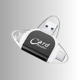 4-in-1 Memory Card Reader – USB, Type-C & Lightning, SD & Micro SD Support