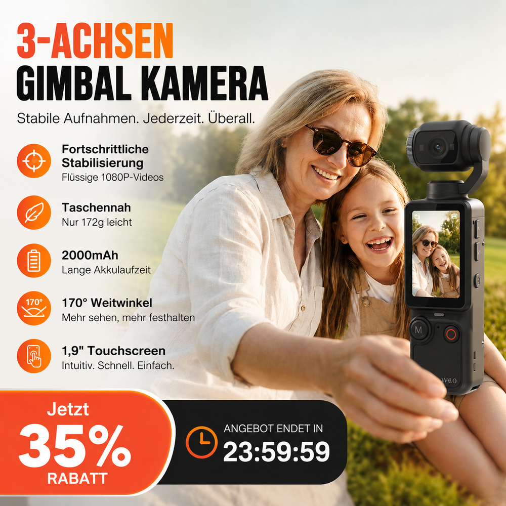 Pocket Action Camera – 1080P, 1.9-Inch Touchscreen & 170° Wide Angle