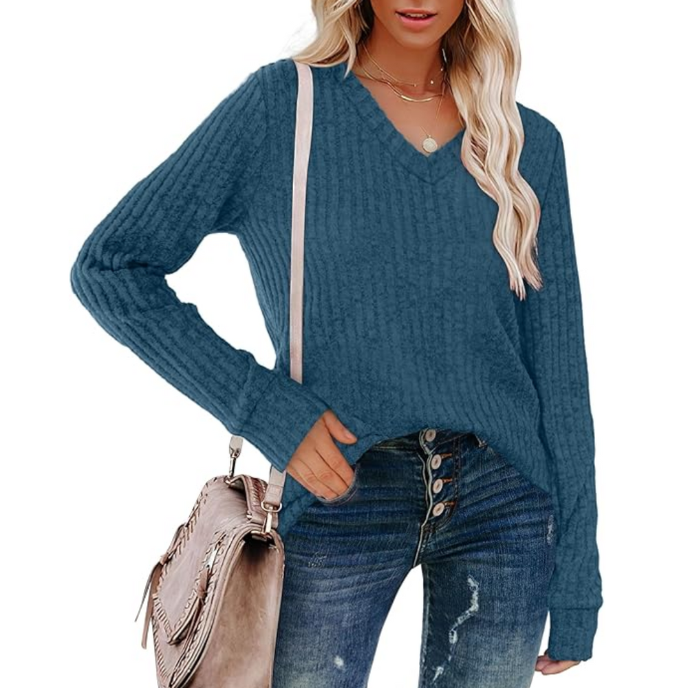 Women's V-Neck Lightweight Tunic Sweater - Amanda | Cozy & Stylish Knit Top for All Seasons